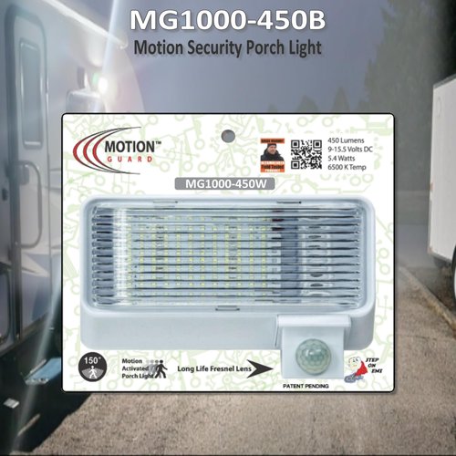 MOTION-GUARD, MG1000-450W, RV Exterior Mounted Bright LED Motion Sensor Porch Flood Light, Rated IP65 with INTELA-Sensor, Polarity Guard, Adjustable Sensitivity and EMI Suppression