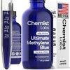 Chemist Labs 1% Methylene Blue Drops Pharmaceutical Grade 99% Purity USP Grade, Blue Methylene, Cellular & Mitochondrial Support, Third-Party Tested, Made in USA, 4oz