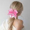 Totelux Breast Cancer Cheer Bows Hair Ties Pink Ribbon Hair Rubber Band Ponytail Holder Glitter Elastic Hair Bow Ties for Women Breast Cancer Awareness Hair Accessories