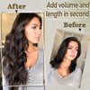 Gowit Black Hair Extensions, Invisible Wire Hair Extension with Transparent Wire, Soft Long Wavy Hairpieces for Women Secure 4 Clips Ins