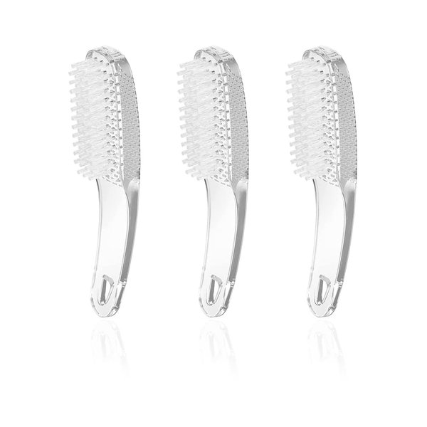 KLDKUST 3Pcs Nail Cleaning Brushes, Thick Handle Hand Fingernail Clean Brush Manicure Tools Scrub Cleaning Brushes for Toes and Nails (Clear)
