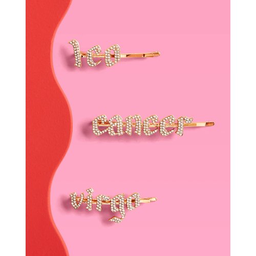 xo, Fetti Cancer Hair Pin, Birthday Party Rhinestone Clip | Zodiac Cancer Hair Accessory, Horoscope, Astrology Bday Party Decorations Gift