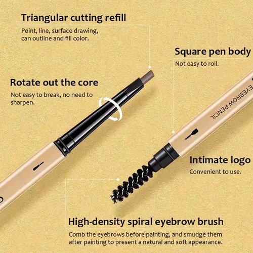 AMY'S DIARY 3pcs Brown Eyebrow Pencil Retractable Definer, Dual-Sided Brow Brush, Fine Tip, Shapes, Defines, Flapiz Para Cejasills Brow Makeup (5#)