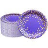 HSPAIDYP 40Pcs Purple and Gold Party Supplies,Purple Paper Plates 7" Purple Gold Dot Dessert Plates for Baby Shower,Wedding,Cocktail Party Purple Birthday Party Decorations (Purple Plates)
