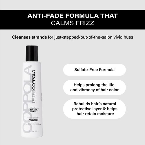 PETER COPPOLA Color Control Sulfate-Free Shampoo – Gentle Cleansing, Color Safe Shampoo, Long Lasting Color Vibrancy For Keratin Smooth, Color-Treated Hair (12 Fl Oz)