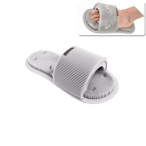 Ygapuzi Shower Foot Scrubber,Soft Silicone Foot Cleaner with Non-Slip Suction Cups,Exfoliating Dead Skin Foot Massager Slipper improve Circulation & Soothes Tired Feet for Unisex Adults - 1pcs (Gray)