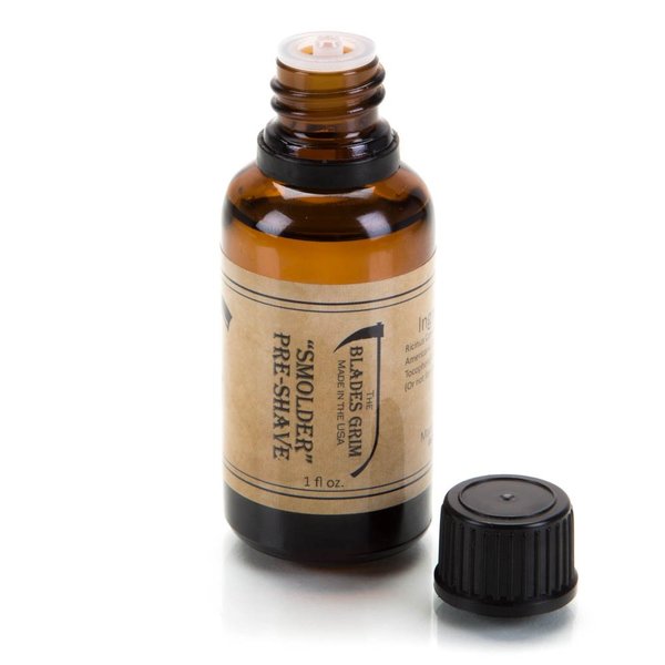 The Blades Grim – Pre-Shave Oil, Handmade in the USA (Smolder, 1oz)