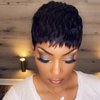SAEIALL Pixie Cut Wig for Black Women Human Hair 1B Short Wigs for Women Human Hair Brazilian Real Human Hair Glueless Wig Black Short Layered Wigs with Bangs Full Machine Made Wig (Black)
