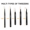 TOWOT Precision Tweezers,Craft Tweezers for Electronics,Fine Tweezers Precision, Anti-static Stainless Steel Long Tweezers for Soldering, Welding, and Jewelry Making