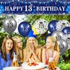Blue 13th Birthday Decorations for Boys Girls, Navy Blue Silver Happy 13th Birthday Banner and 13th Birthday Balloons for 13th Birthday Anniversary Party Supplies, Thirteen Year Old Party Decorations