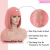Rosa Star Short Bob Wig with Bangs Straight Synthetic Hair Wigs for Women (Ash Pink)