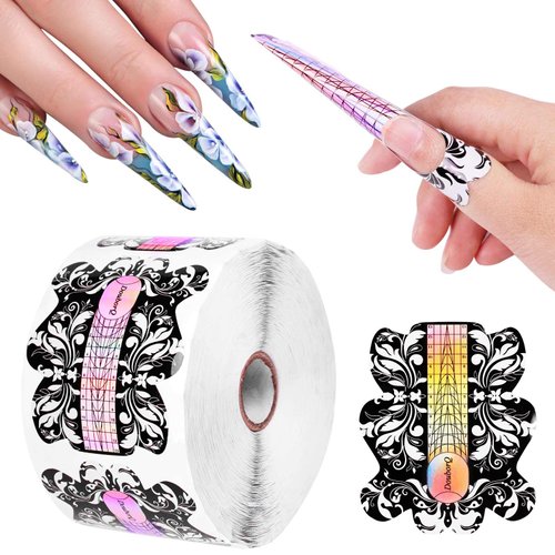 DouborQ 500PCS ,Nail Extension Tips,for Acrylic Nails, Acrylic Nail/UV Gel nail forms Guide Stickers Nail Art Equipment for Salon (nail forms Set)