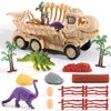 cobefy Dinosaur Transport Truck Toy with Lights & Sounds, Dino Figures Fossil Skeleton Toy Vehicle Playset for 3 Years Old and Up Boys Girls, Birthday Present Gift for Kids Children Toddler 3 4 5 6 7