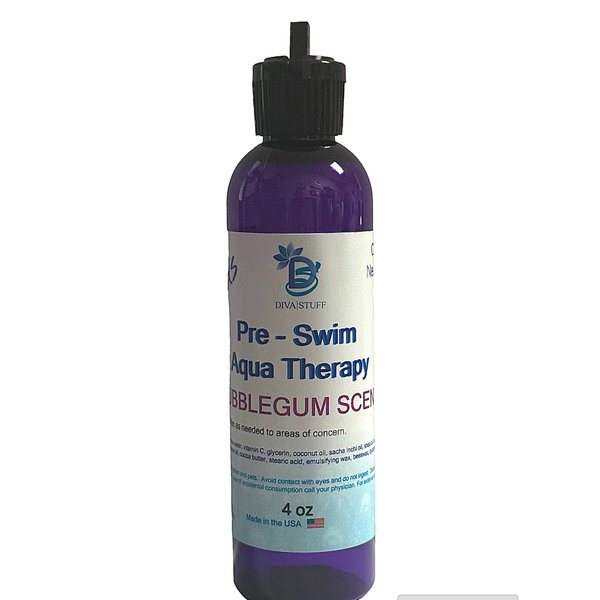 Diva Stuff Kids Pre-Swim Aqua Therapy Chlorine Neutralizing Body Moisturizing Lotion for Swimmers, Protects Skin from Chlorine & Salt Water, 4 oz - Made in the USA, Bubblegum Scent