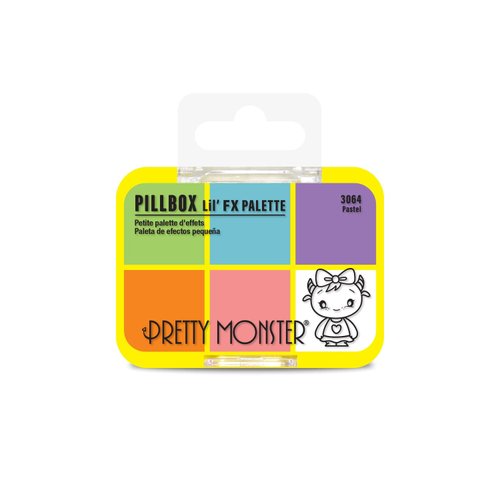 Pretty Monster Pillbox Compact Face Body Paint with Brush | 6 Professional Colors for Halloween Cosplay Party Theater Stage Makeup for Adult Kids (Pastel)
