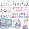Capoda 158 Pieces Mermaid Party Favors Set for Girls Mermaid Birthday Supplies Necklaces Pendants Keychains Stampers Wristband Hair Rings Hairpins Stickers Colorful Rings Organza Gifts Bags