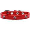 Mirage Pet Products 631-15 RD14 Fleur De Lis Widget Dog Collar, Size 14, Silver/Red