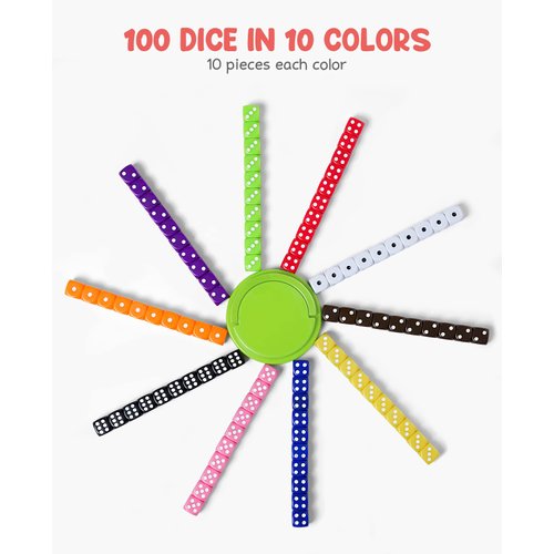 JoyCat 16mm 6 Sided Dice Set Standard Game Dice Kids for Board Games Dice Games Math Dice for Classroom with Storage Bucket (100, Opaque)