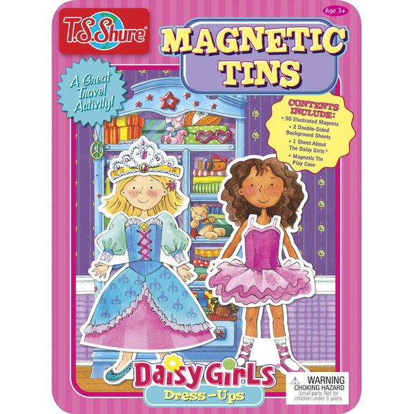 Bendon Daisy Girls Dress Up Magnetic Tin Playset with 3 Illustrated Magnet Sheets and Dual Playscenes TS Shure 50255, Multicolor