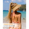 FURTALK Sun Visor Hats for Women Wide Brim Straw Roll-Up Ponytail Summer Beach Hat UV UPF Packable Foldable Travel Khaki