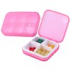 ZDQZC Pill Organizer - Portable Pill Box Small Pill Container for Purse or Pocket, Excellent Pill Storage Case (Pink, 4+6 Compartment)