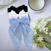 GOORAIFU Hair Bows for Women, 3pcs Black White Blue Hair Clips Girls, Hair Barrettes with Long Tail Chiffon Ribbons Cute Hair Accessories