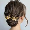 Foryysa Bridal Wedding Hair Pins for Women Rhinestone Leave Headpiece Elegant Handmade Flower Headwear Sparkly Vine Design (2 pcs)