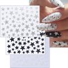 Stars Nail Art Stickers 3D Star Glitter Nail Design Decals Black White Gold Sliver Pink Red Stars Nail Stickers for Nail Art Supplies Independence Day Stars Charms Stickers for Nail Decoration-10 Pcs