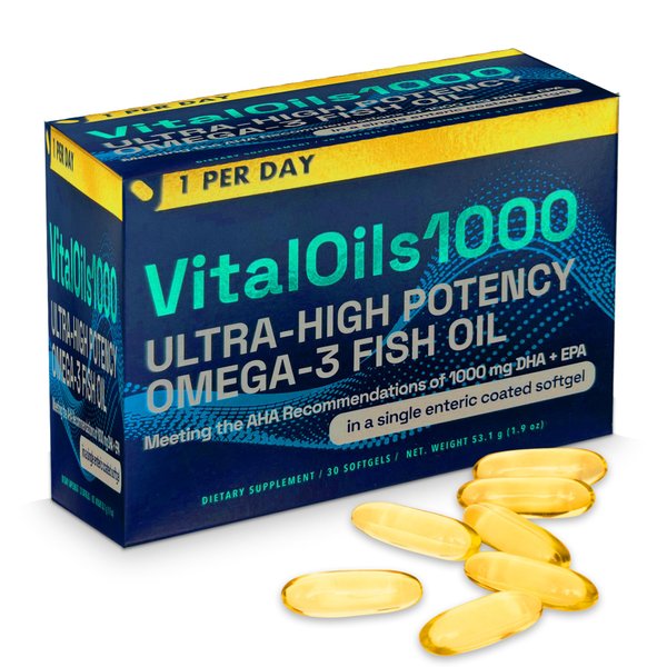 Fish Oil Omega 3 Supplements - Premium Burpless Maximum Concentrated Fish Oil Supplement, Ultra Strength DHA & EPA Omega 3, Natural Fish Gelatin Capsules in Blister (1 Month Supply)