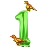 LEBERY Dinosaur Number 1 Ballloon, 40 Inch Green Number 1 Balloon, Mini Dino Foil Balloons Baby Dinosaur Balloons for Kid Dino Theme Jungle Birthday Baby Shower Party Decorations