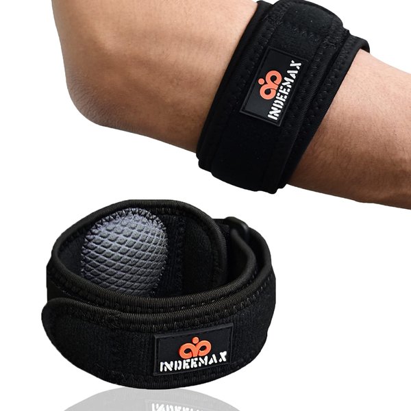 INDEEMAX Elbow Brace for Tendonitis and Tennis Elbow Adjustable Tennis Elbow Brace for Men & Women Golfers Elbow Strap Band Forearm Relief with Compression Pad