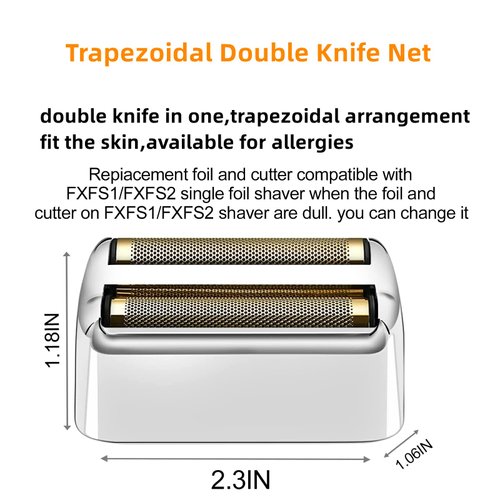 2 Pack Shaver Replacement Foil and Cutters Compatible with BaBylissPRO Double FXFS2 Metal Shaver foil Replacement,Silver