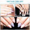 DAZHICN 500 PCS Almond Nail Tips, 10 Sizes Full Cover Nail Tips, Long Nail Tips for Nail Extension, Pre Shaped Nail Tips for DIY Nail Salon (Clear Almond-500 PCS)