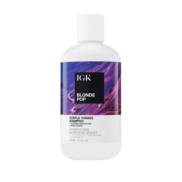 IGK BLONDE POP Purple Toning Shampoo | Brighten + Neutralize Brass | Vegan + Cruelty Free | 8 Oz