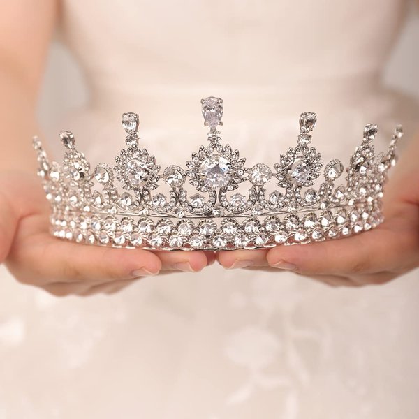 JWICOS Silver Tiara for Women Crystal Princess Crown and Tiara for Bride Rhinestone Tiara Headband for WeddingBirthday Party Pageant Prom Photography (Silver)