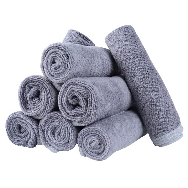 Microfiber Face Towel Face Cloth Facial Wash Cleansing Cloth Makeup Remover for Face 8 Pack (12 x 12 inch) Super Absorbent Quick Fast Drying Soft Eco-Friendly Towels (Grey)