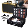 Professional Barber Case with Code Lock, Luxury Portable Barber Carrying Case, Salon Hair Cutting Storage Organizer, Stylist Tool Box Traveling Suitcase for Clippers Trimmers Blades Shears Combs (Black)