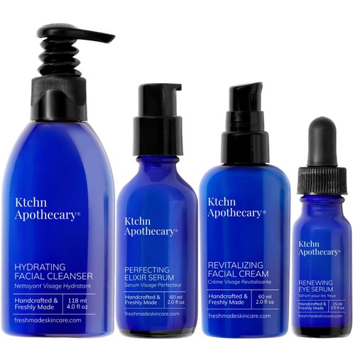 Ktchn Apothecary Full-Size 4-Piece Set | Handcrafted, Natural, Anti-Aging Formula | Facial Cleanser + Perfecting Serum + Facial Moisturizer + Eye Serum | All Skin Types | Women & Men ($165 Value)