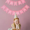 Happy Birthday Banner Pink, Pre-assembled Reusable Imitated Burlap Birthday Banner for Women Girls Pink Birthday Party Decorations