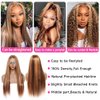 Highlight Lace Front Wig Human Hair Straight 13x6x1 Transparent HD Lace Frontal Wigs Pre Plucked With Baby Hair 150 Density 4/27 Ombre Blonde Brazilian Virgin Human Hair Wigs for Black Women 18 Inch