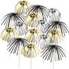100 Pieces Firework Cupcake Toppers Graduation Foil Frill Toothpicks Holiday Cake Decorations 9 Inch Shape Food Picks for Halloween Party Favors Supplies (Black, Gold, Silver)