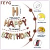 Cream and Brown Happy Birthday Balloons Banner,16 Inch Mylar Foil Letters Set,Inflatable Reusable Party Decor,for Women,Men,Kids Boys & Girls Beige Brown Birthday Decorations Party Supplies