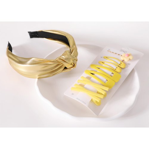 Somlatrecy Women Sprinkles Headband with Flower Decor Hair Clips Yellow