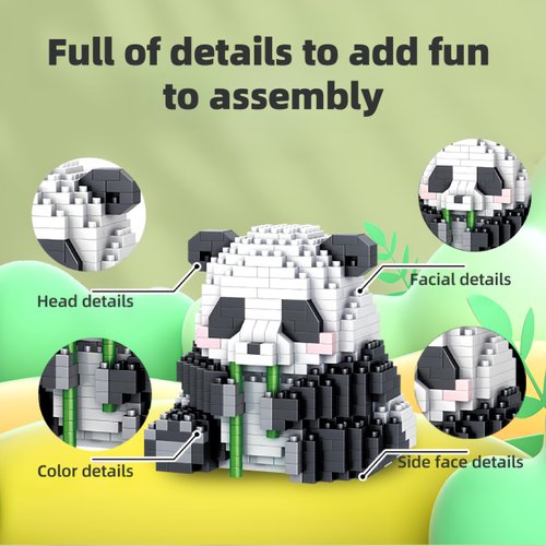 Fzjjyana Micro Building Blocks Bamboo Panda Children's Building Blocks Toys Adult Building Blocks Set Suitable for Various Life Surprise Gifts - Mini Panda Consists of (484 Pieces) Bricks