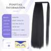 30 Inch Kinky Straight Ponytail Extension, Soft & Natural as Human Hair, Wrap Around Ponytail Extension for Black Women, Long Italian Yaki Synthetic Hair Extension, Natural Black(1B)