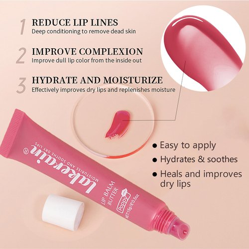 4 Color Glossy Lip Butter Balm, Moisturizing Lip Gloss Butter Non Sticky High Shiny Finish Lip Glow Oil, Natural Plumping Lip Tint Lip Care & Repair Lip Mask for Soft & Smooth & Protect Dry Lip
