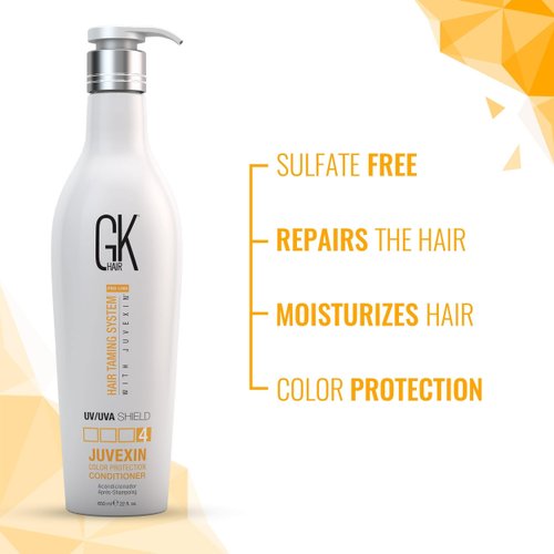 GK HAIR Global Keratin Colored Shield Conditioner (22 Fl Oz/650ml) - Deep Cleansing Heat Thermal Protection for Color Treated Dry Damaged Curly Frizzy Hair - Paraben Sulfate Free Unisex