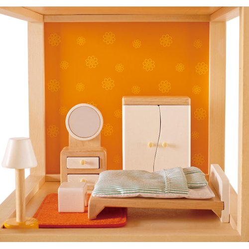 Hape Wooden Doll House Furniture Master Bedroom Set,White
