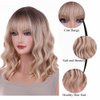 AneShe 14 Inches Blonde Wig for Women Girls Ash Blonde Wig Short Curly Wig Synthetic Wig with Bangs Ombre Blonde Wig for Daily Cosplay Party