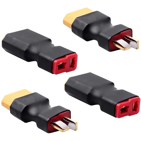 Youme 4Pcs Deans T to XT60 Male Female Connector No Wires Adapter Plug Compatible with RC Car Truck Boat NiMH Lipo Battery Balance Charger ESC